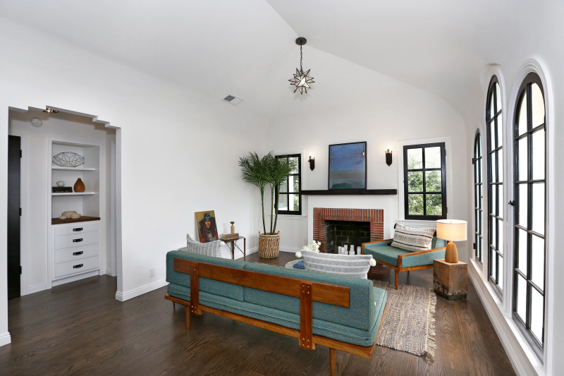 real estate development, spanish revival, los feliz, los angeles, white stucco, teal windows, spanish colonial, hand painted tile